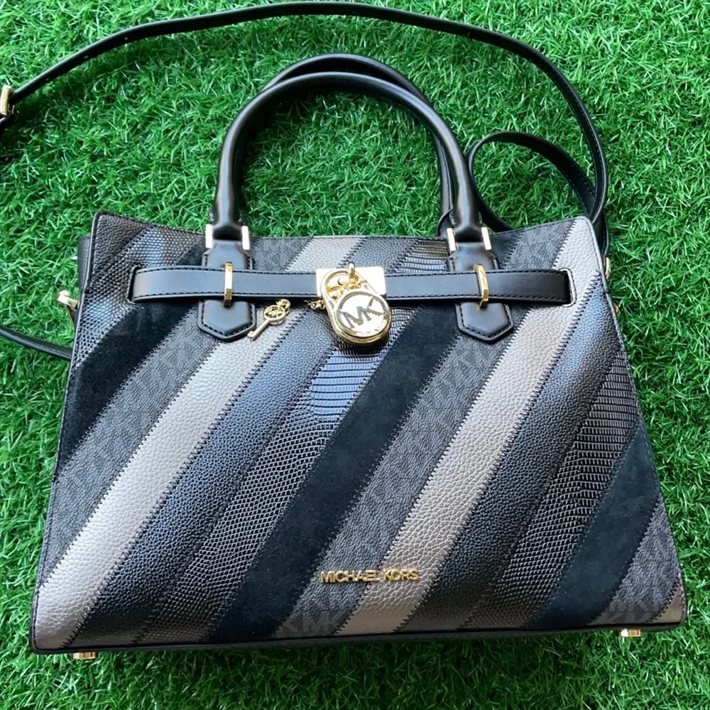 Michael Kors Hamilton Meidum Satchel Shoulder Crossbody Black Multi